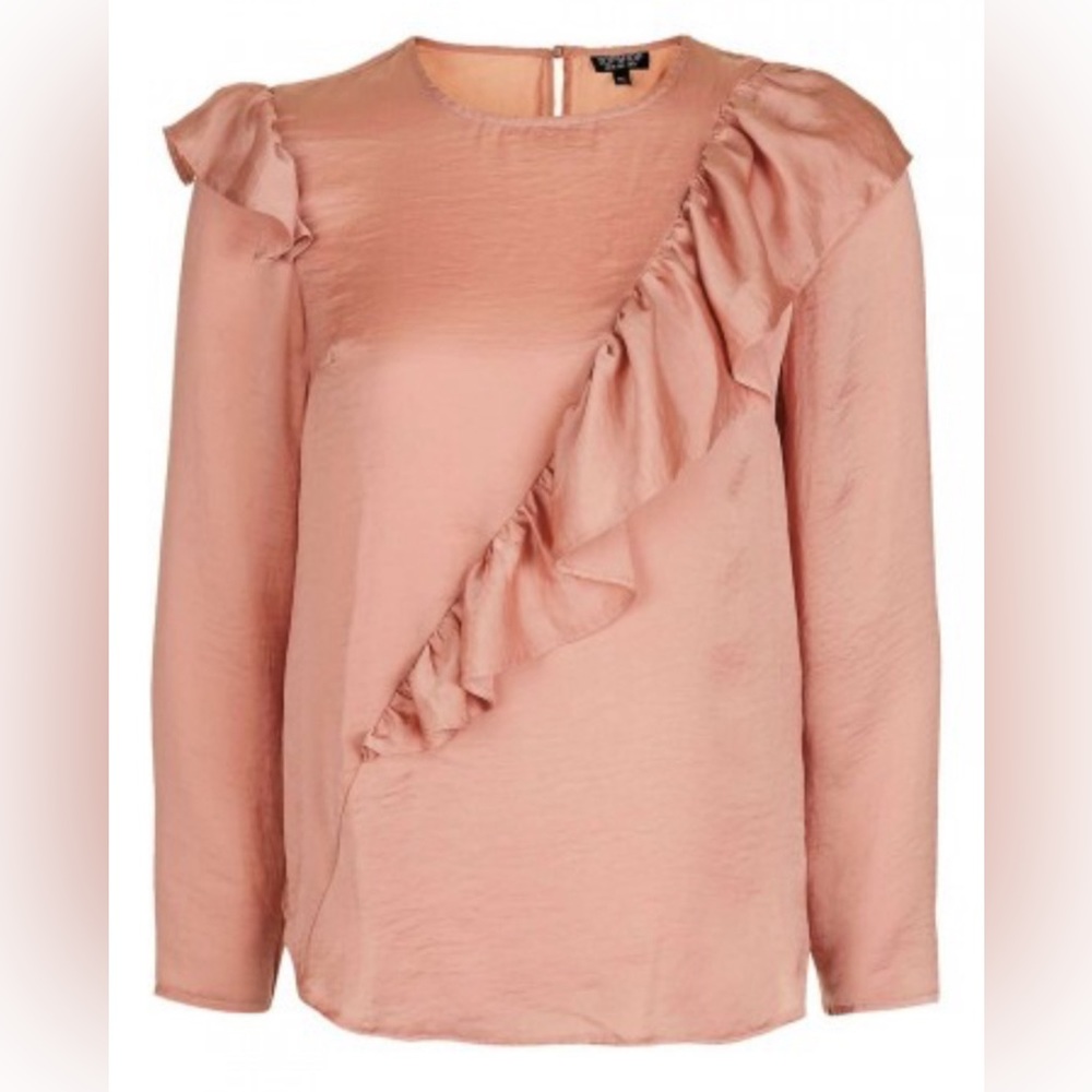 Topshop Satin Ruffle Top - Picture 3 of 3